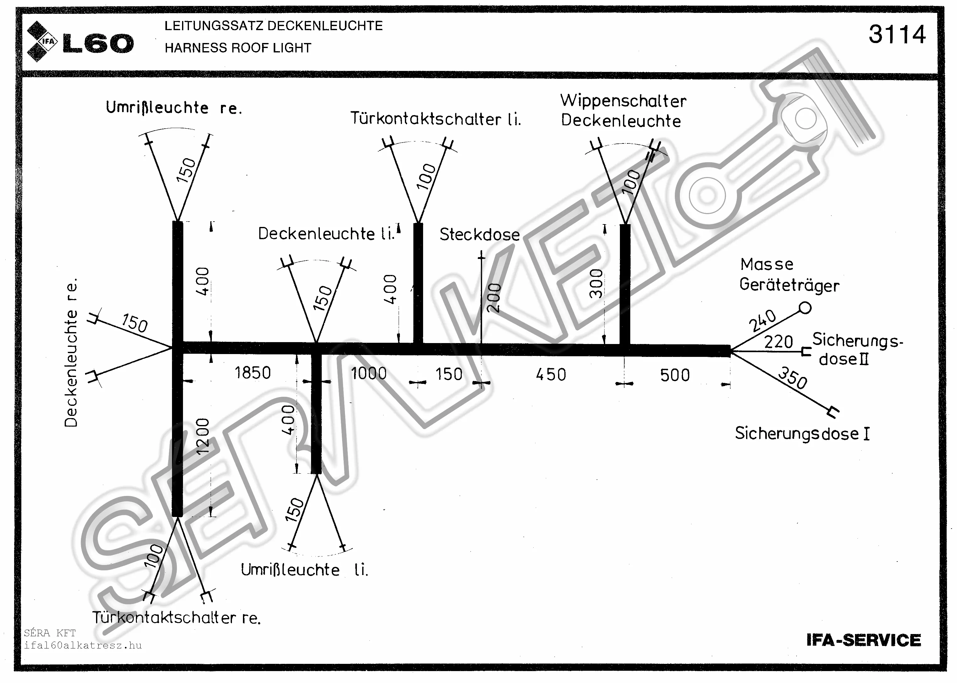 Kábelköteg mennyezetvilágításhoz