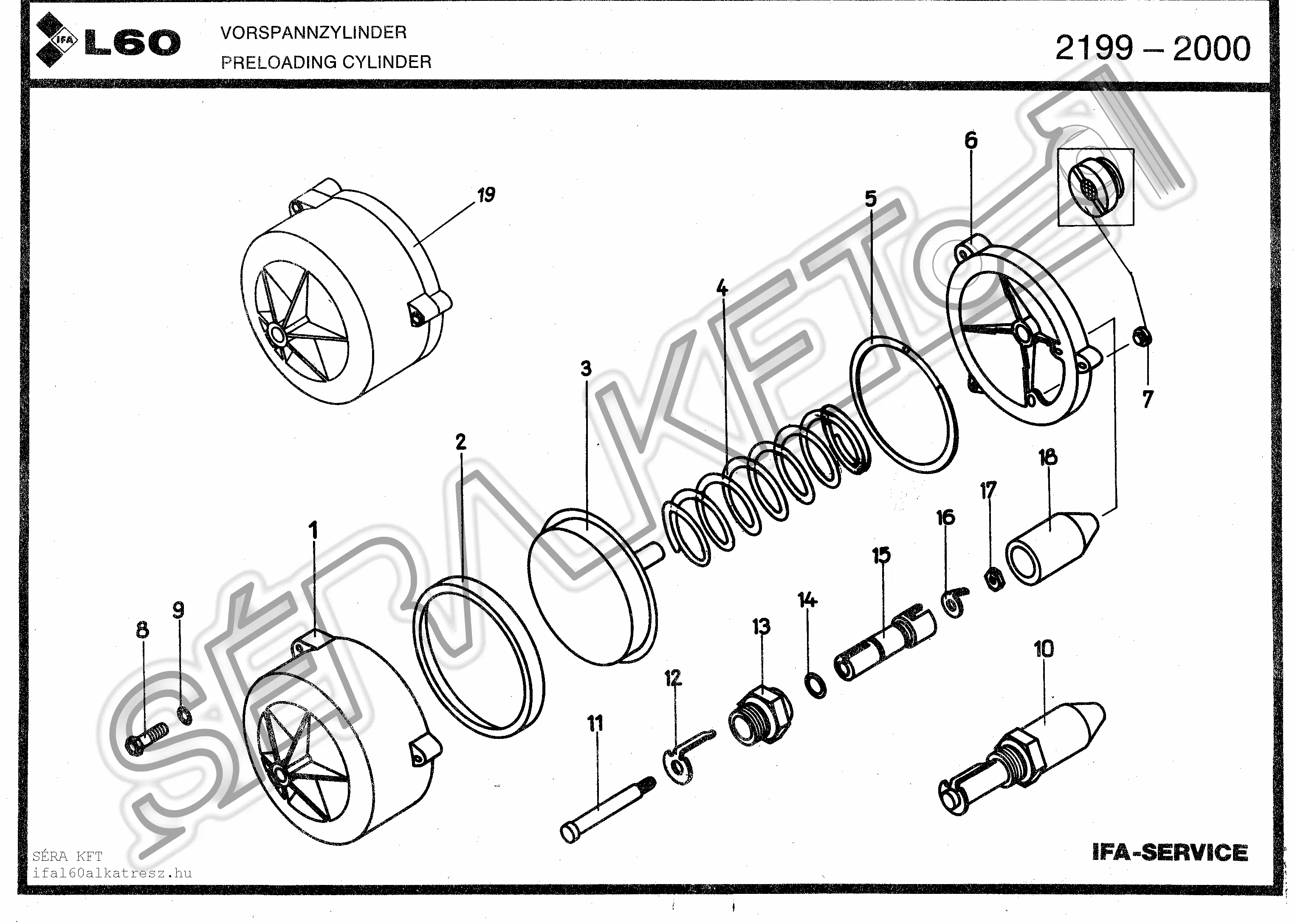 Preloading cylinder