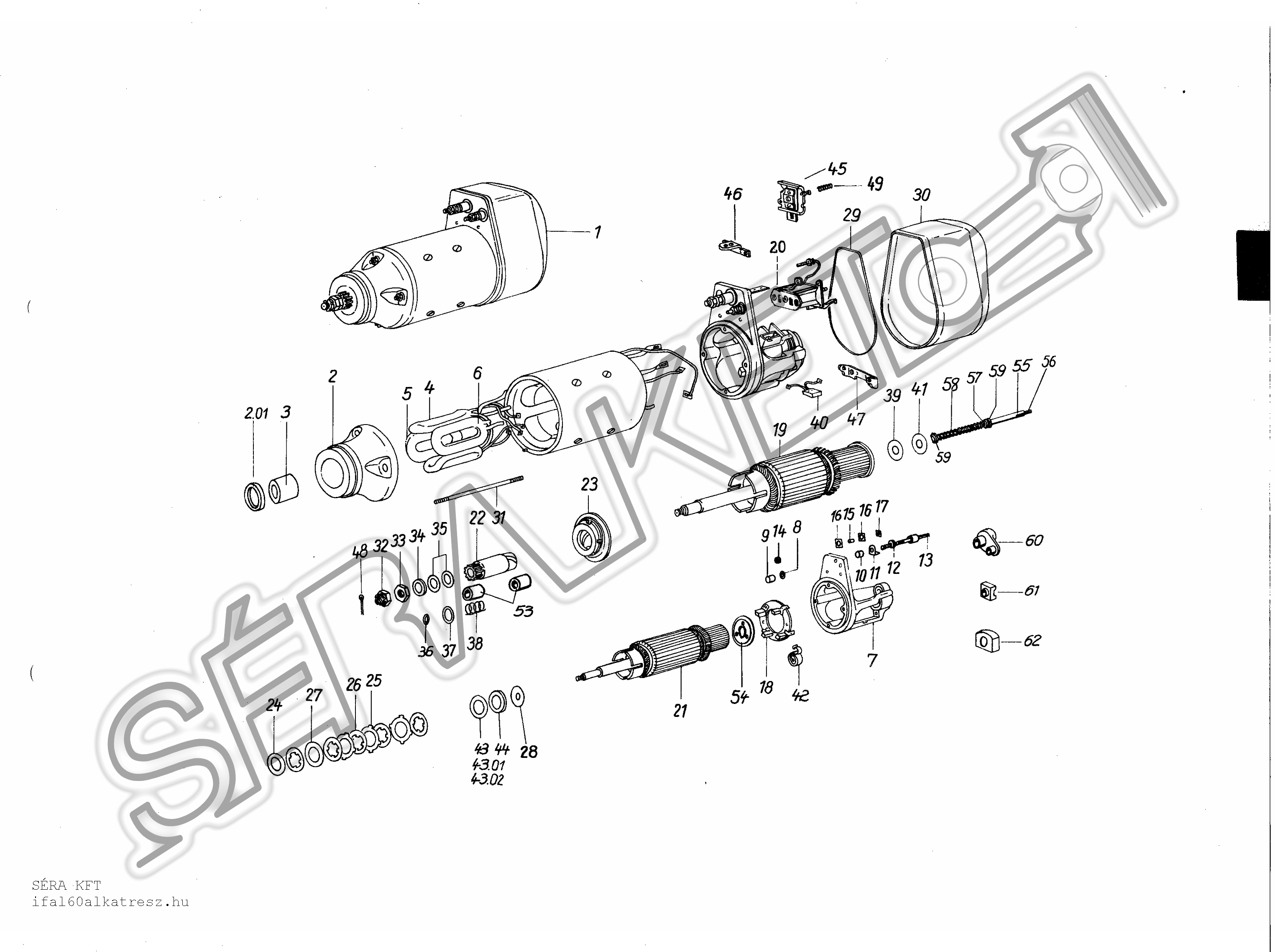 Sliding armature starter - components