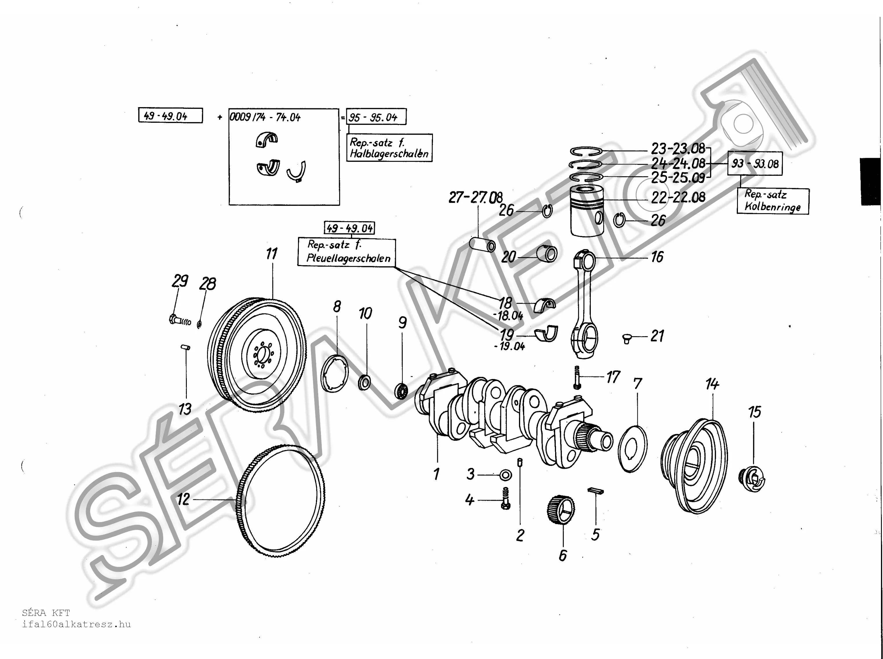 Crankshaft with flywheel