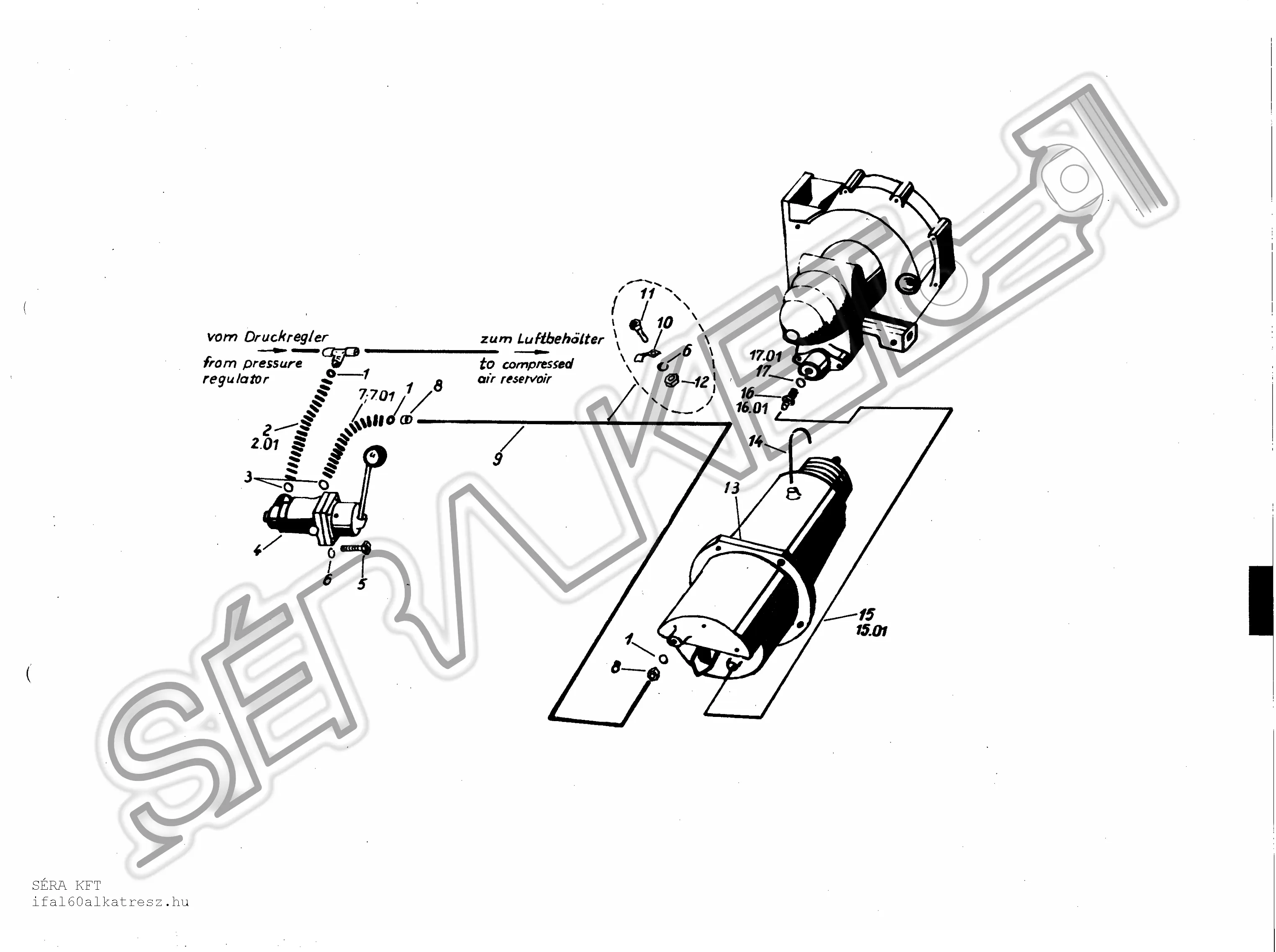 Diagram of pneumatic part of handbrake 1