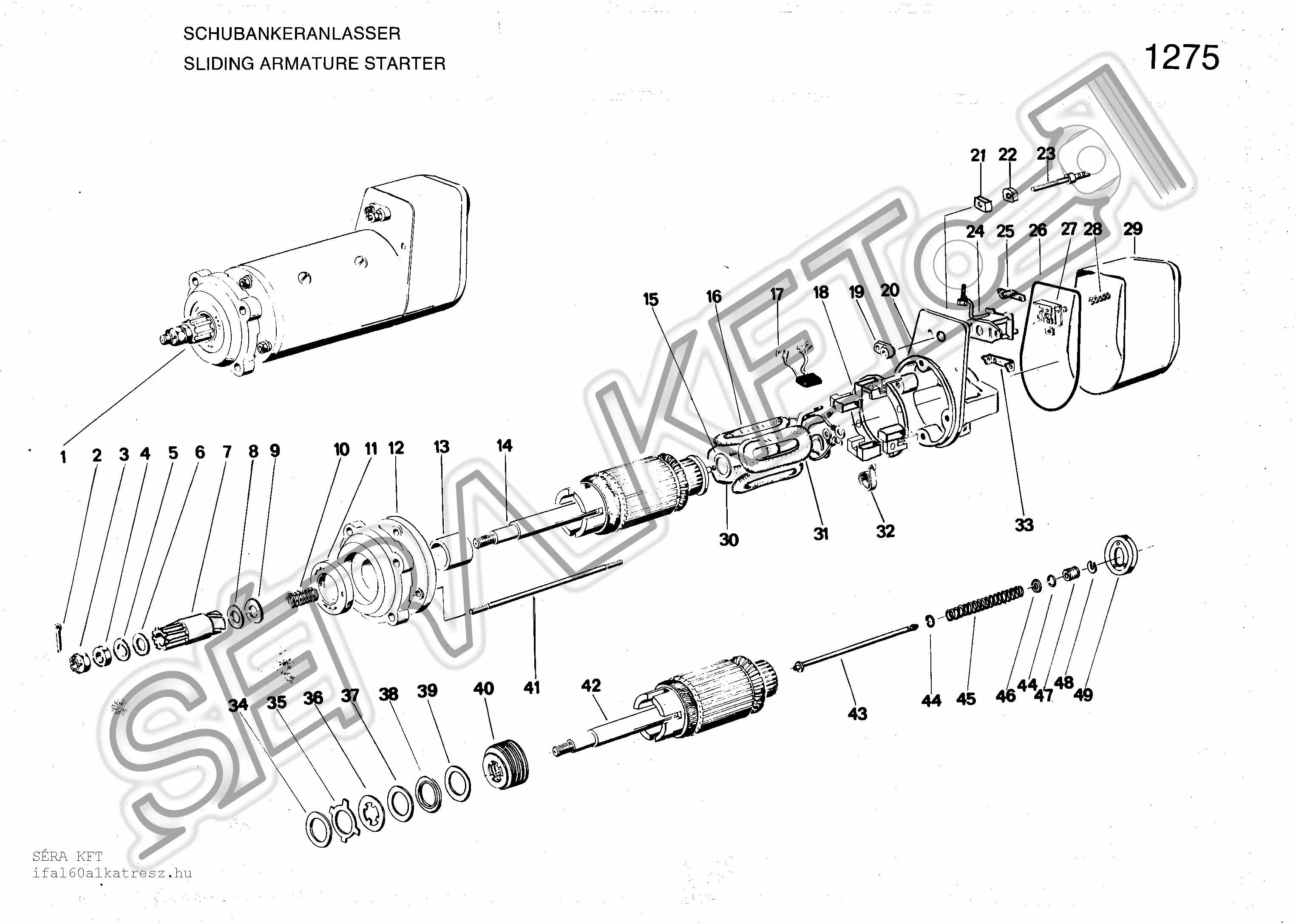 Sliding armature starter