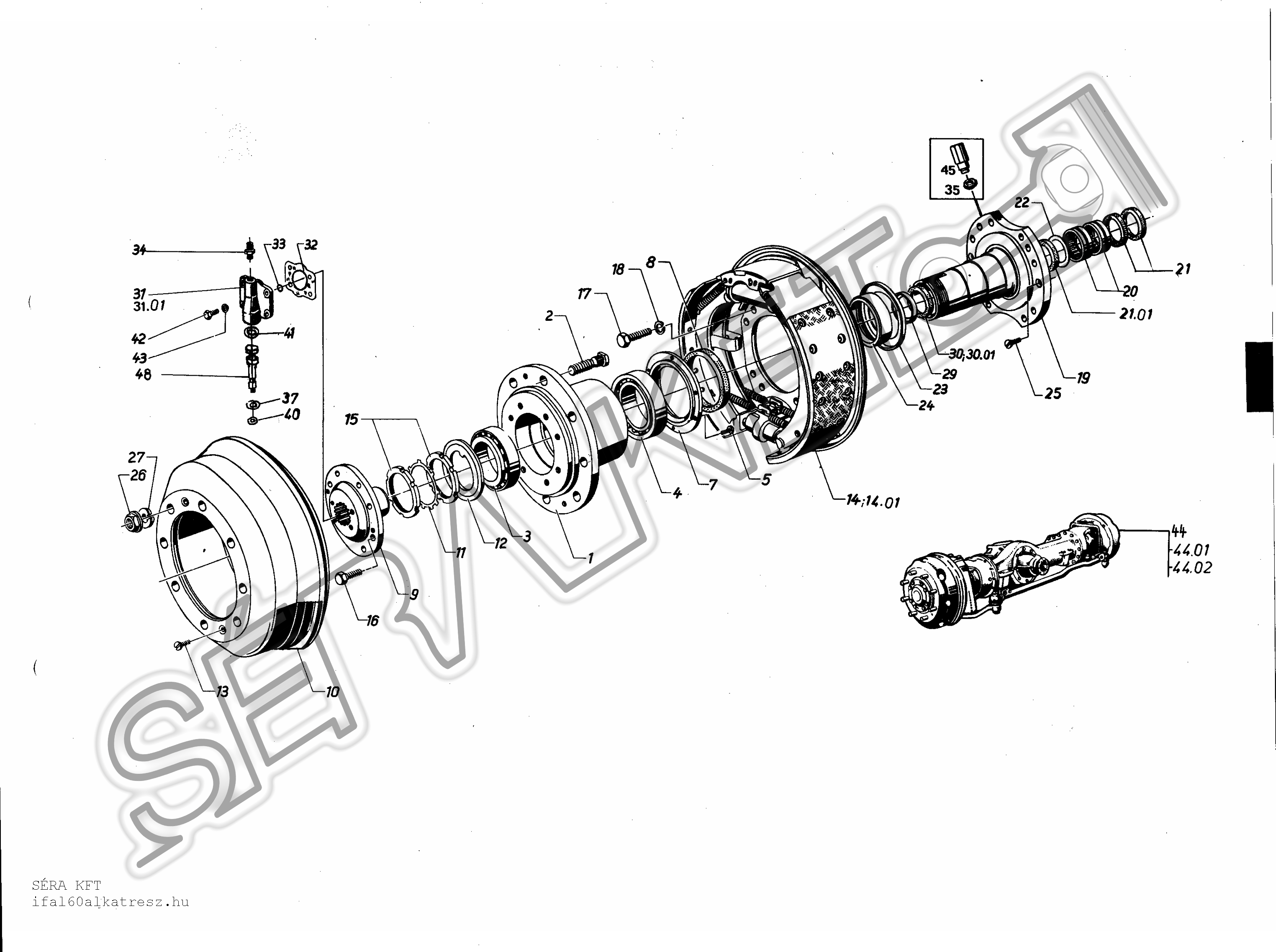 Front axle, driven with air guide stub
